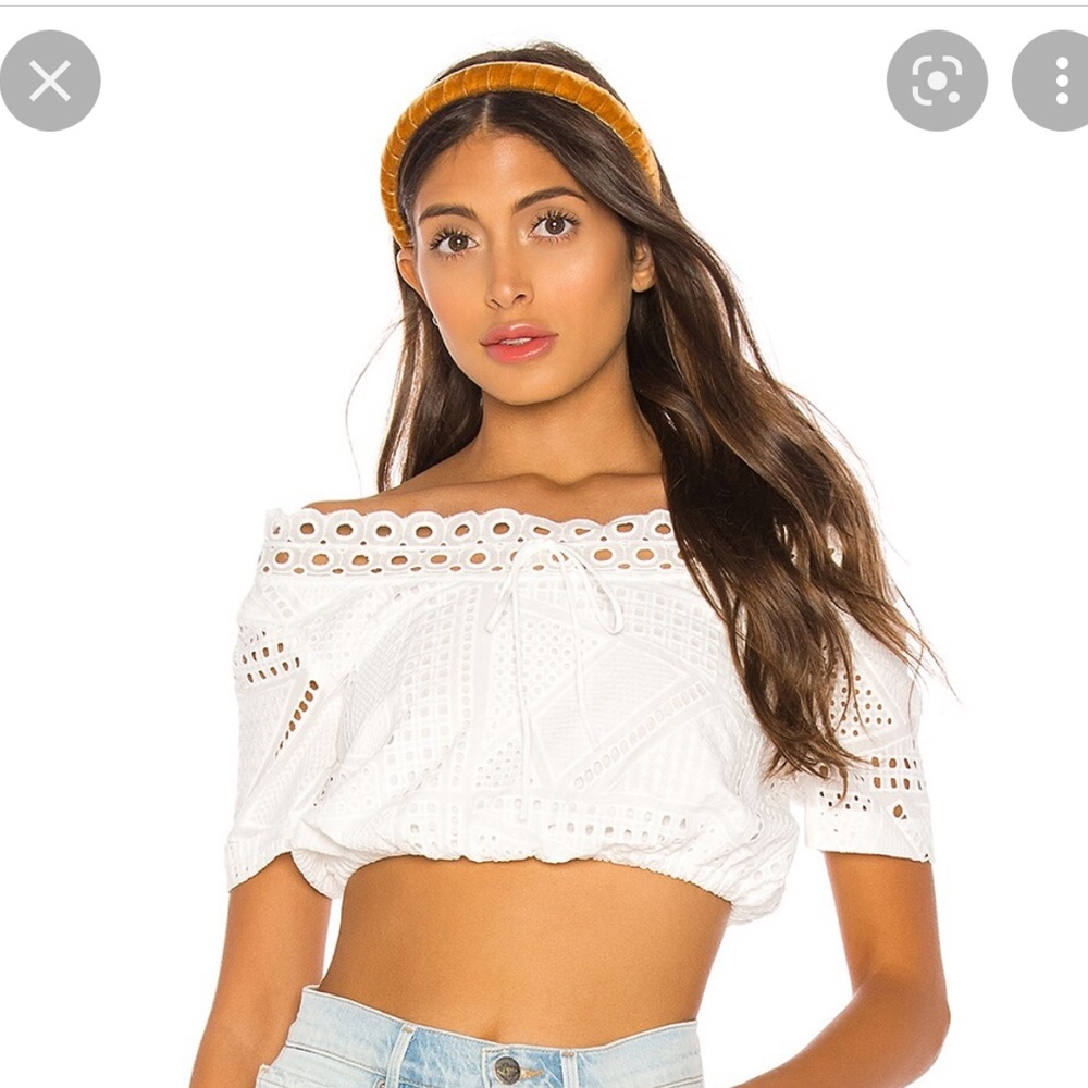 Revolve White Eyelet Crop Top